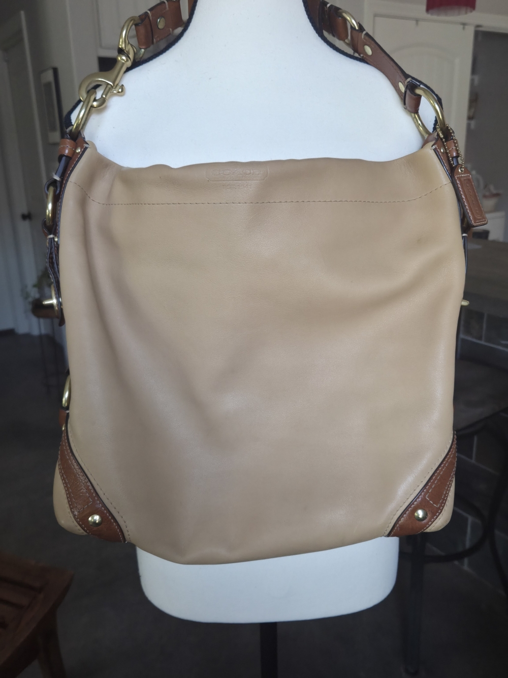 Coach Pebbled Leather Hobo Bag in Tan